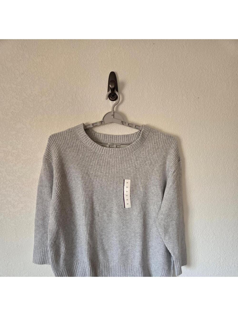 Ava & Viv Women's 3X Gray Ribbed Knit Sweater, New with Tags